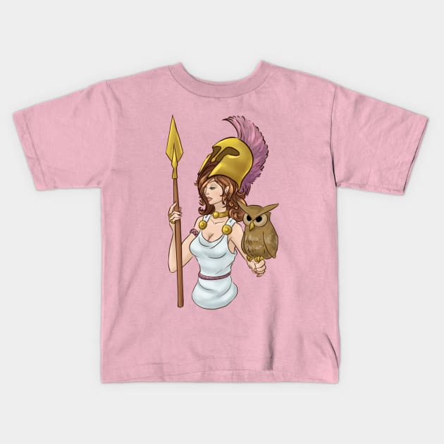 Athena, Goddess of Wisdom Kids T-Shirt by JXG